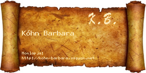 Kóhn Barbara névjegykártya